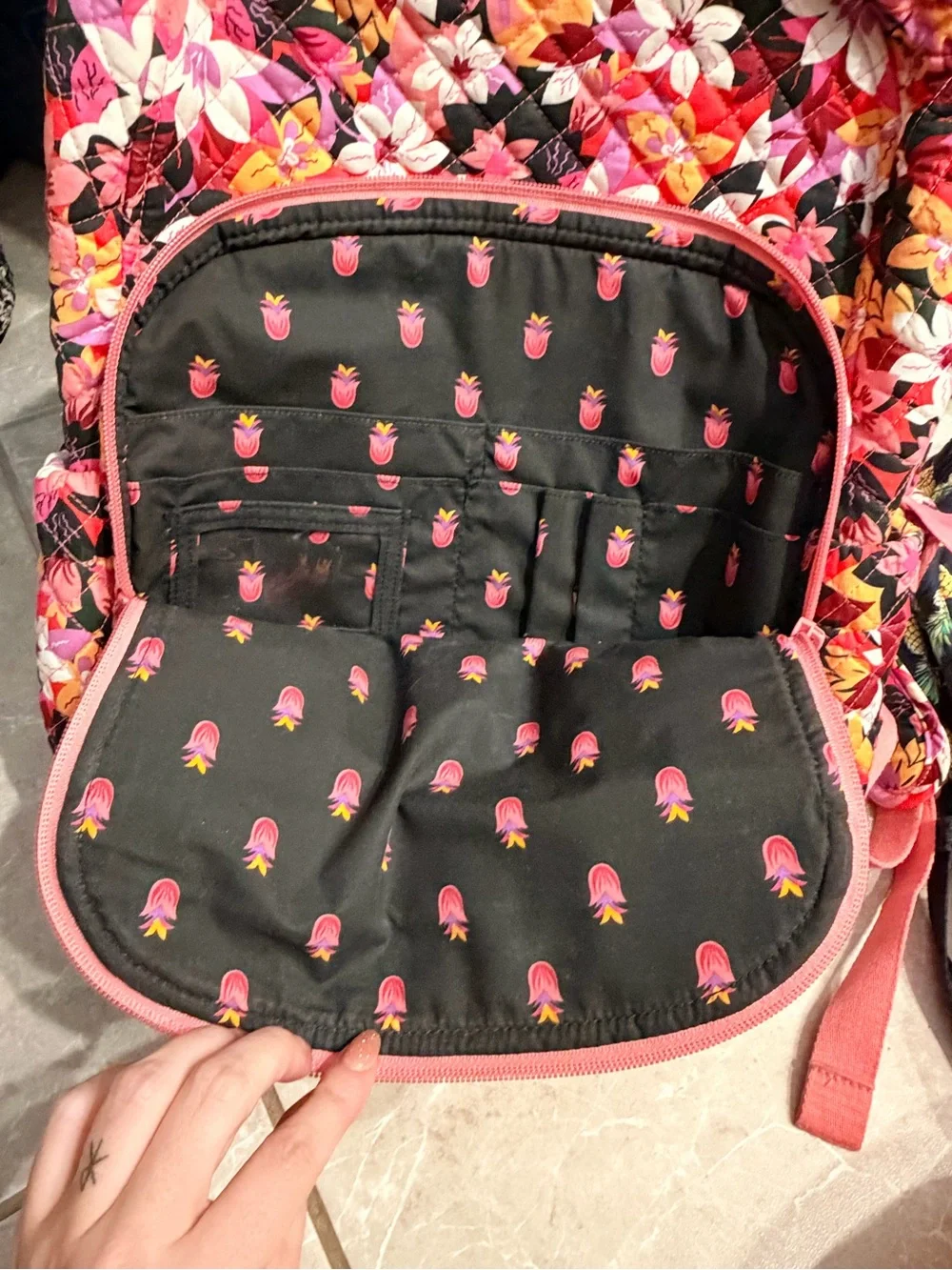 Vera Bradley Coral Pink Floral Quilted Backpack